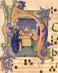 Ms 571 f.6r Historisierte Initiale 